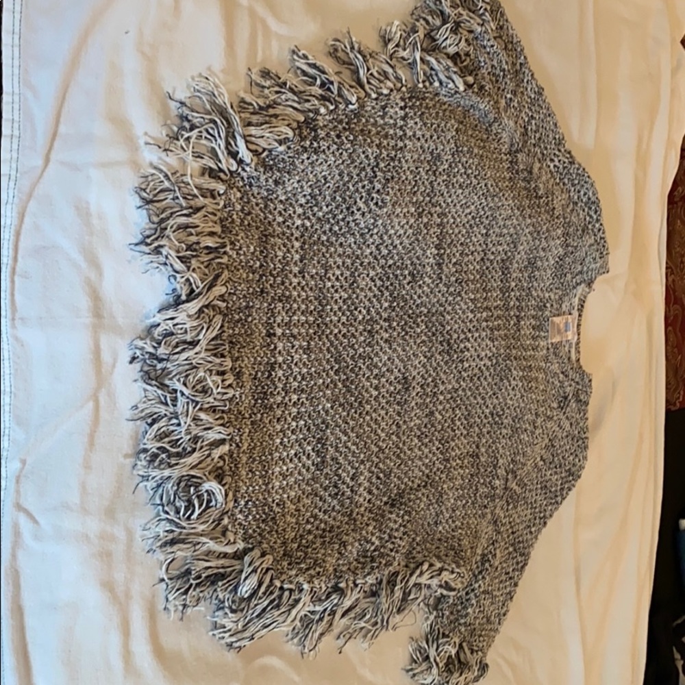 Minnie Rose Cotton Blend Crochet Poncho XS/S